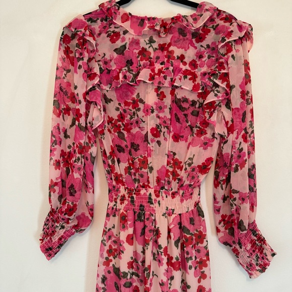 MISA Los Angeles Pink Floral Ruffle Dress XS - Picture 6 of 12